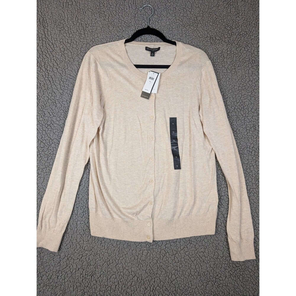 Banana Republic Womens Button Up Long Sleeve Cardigan Sweater Cream XL